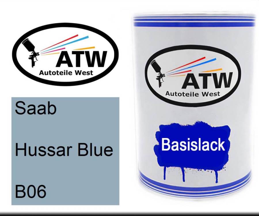 Saab, Hussar Blue, B06: 500ml Lackdose, von ATW Autoteile West.